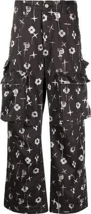 Purple P527 cargo broek met monogramprint - Zwart