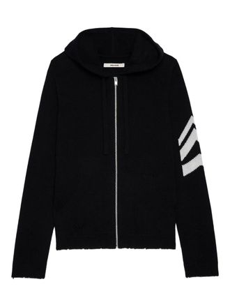 Zadig&Voltaire zip-up long-sleeve cashmere hoodie - men - Cashmere - L - Black