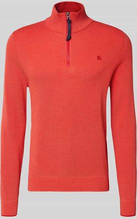 Lerros Strickpullover mit Troyer-Kragen in Dunkelorange, Größe XXXL
