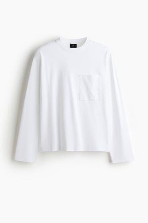 H&M Loose Fit Long-sleeved Jersey Top in White at Nordstrom, Size Xxx-Large