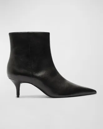 Schutz Mikki Leather Kitten Zip Booties