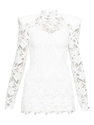 Nissa lace long-sleeve dress - White