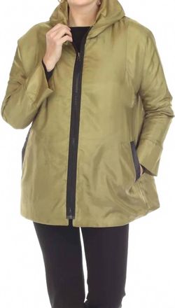 Terre Alte Reversible Zip Up Hooded Coat In Olive