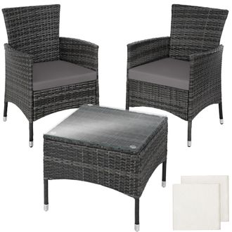 TecTake Garden Furniture Set Lucerne in Grey | Size: 2 Seater