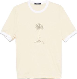 Jacquemus Beige T-Shirt with Palm Tree Logo