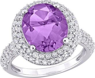 Rina Limor Silver 5.34 Ct. Tw. Amethyst, White Topaz Double Halo Ring