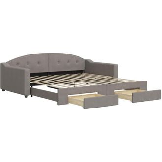 vidaXL Sof&aacute; Cama Nido Con Cajones Tela Gris Taupe 100x200 Cm Vidaxl