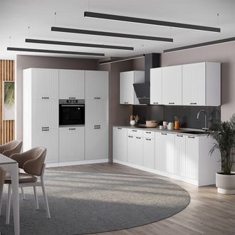 Vicco Mueble De Cocina Fame-line, Blanco Casa De Campo/blanco, 460 Cm, Et Antracita, Vicco