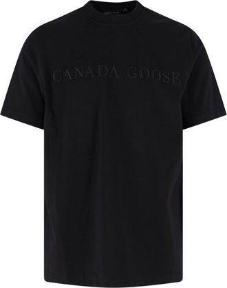 Canada Goose Black Short-Sleeve Embossed Cotton Logo T-Shirt