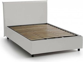 Talamo Italia Dmora - Talamo Italia Letto piazza e mezza Assia, Letto contenitore con rivestimento in ecopelle, 100% Made in Italy, Apertura frontale, adatto per