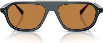 Oliver Peoples 58mm Estin Irregular Sunglasses in Midnight Teal /Cognac at Nordstrom