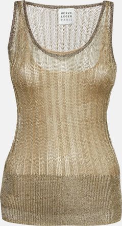 H&eacute;rve L&eacute;ger Metallic Lurex Knit Tank Top