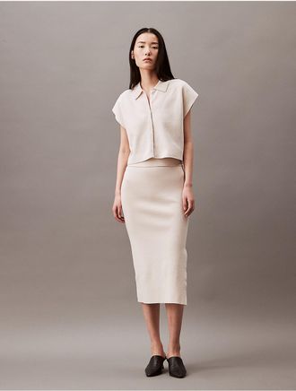 Calvin Klein Womens Split Hem Midi Skirt - Neutral - XL