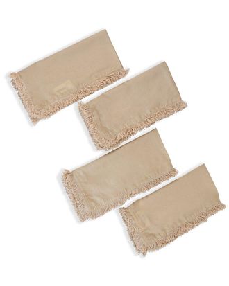 Tiramisu Set Of 4 Soleil Fringed Linen Napkin