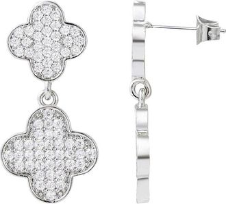 Adornia Adornia Silver Plated Cz Clover Drop Earrings