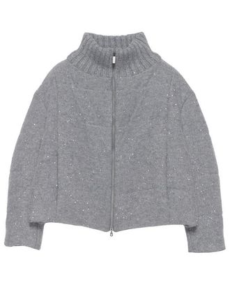 Fabiana Filippi Boxy-Strick-Daunenjacke mit Pailletten