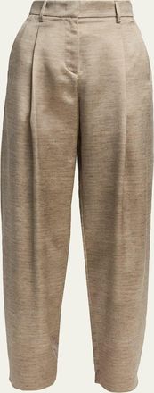 Giorgio Armani Pleated Silk Straight-Leg Trousers