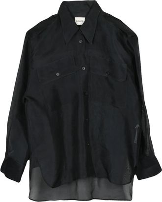 Khaite Black Oversized Silk Shirt