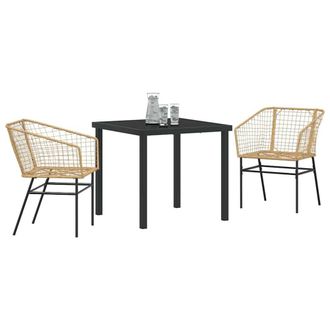Berkfield Home Modern 3 Piece Garden Dining Set Brown Poly Rattan