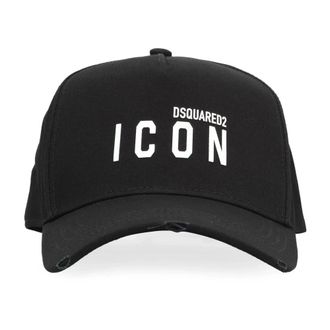 Dsquared2 Geborduurde Logo Zwarte Pet - Heren - Petten - Zwart - ONE Size - Katoen - Accessoires