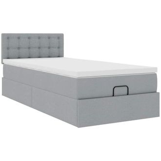 vidaXL Cama Otomana Con Colch&oacute;n Gris Claro 100x200 Cm Tela Vidaxl