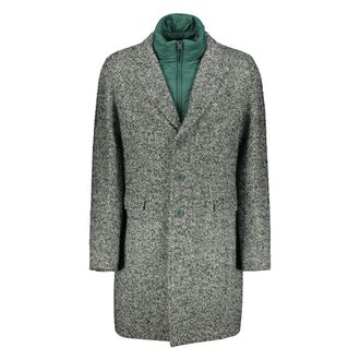 Herno Single-Breasted Coats, male, Green, Size: 2XL Wool Blend Lapel Collar Coat