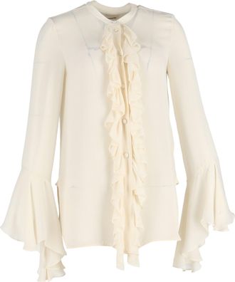 Khaite Keith Ruffled Blouse in Ivory Silk
