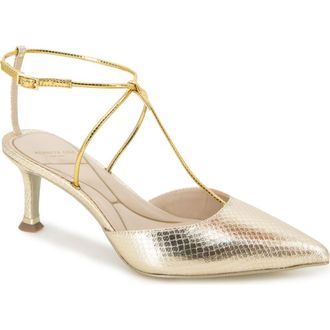 Kenneth Cole Umi Snakeskin Embossed Pointed Toe Pump in Gold Snake at Nordstrom Rack, Size 5.5