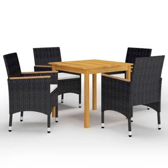 Berkfield Home 5 Piece Garden Dining Set with Cushions Black