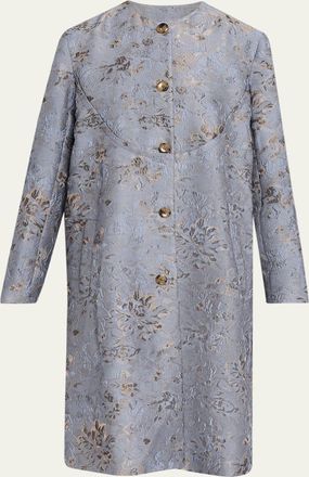 Prabal Gurung Textured Floral Jacquard Single-Breasted Car Coat