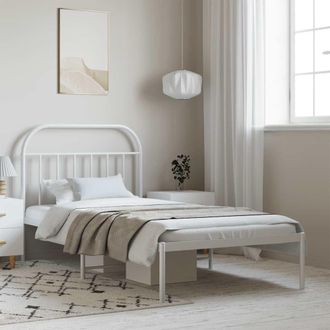 vidaXL Estructura Cama Sin Colch&oacute;n Con Cabecero Metal Blanco 100x190cm Vidaxl