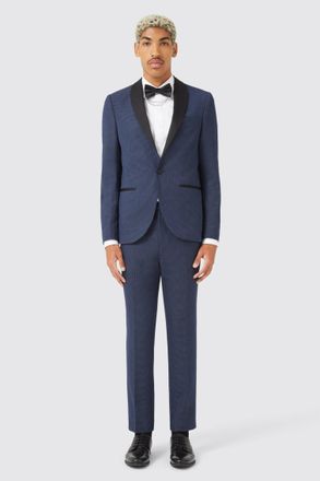 Twisted Tailor Mens Neale Navy Jacquard Jacket TT x AM - Size 40 (Chest)