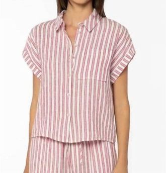 Velvet Heart Kirsty Short Sleeve Shirt In Pink Stripe