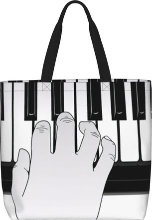 Generic Women Handbag Music Note Piano Pattern Travel Tote Bag Reusable Retro Beach Travel Bags, For Daily, Graduation, Wedding, Swim, Work