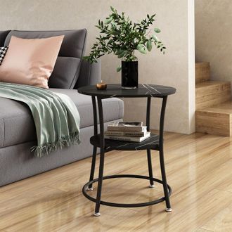 Vicco Tavolino da salotto Quebec, Marmo, 50 x 55 cm con ripiano, Vicco