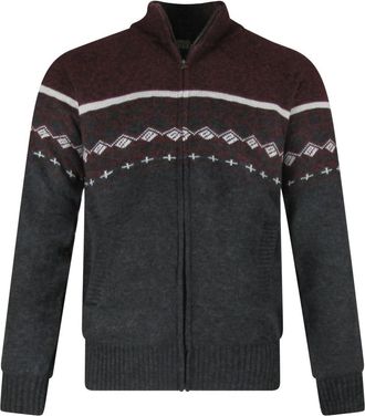 Carabou Raphael Valencino Cardigan Zip Long Sleeve Fleece Lined Mens M-3XL Norfolk (UK, Alpha, M, Regular, Regular, Wine)