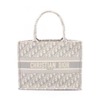 Dior Gray White Canvas Handbag Tote Bag (Pre-Owned)