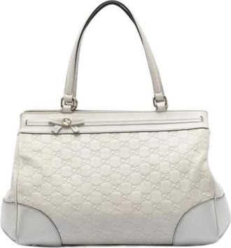Gucci Pre-owned Handbags, female, White, Size: ONE SIZE Pre-owned Vintage Leather Tote