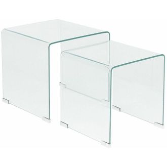 Beliani Set di 2 Tavolini Rettangolari a Nido in Vetro Trasparente Minimalista Kendall