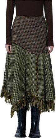 Ganni Falda de cuadros patchwork - Skirts - Mujer - Verde - 2XS