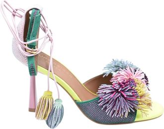 Kurt Geiger Pom Pom Sandaal met Enkelband - Dames - Sandalen met hakken - Veelkleurig - 37 EU - Leer - Schoenen