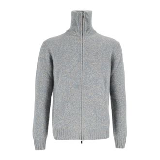Settefili Cashmere Giubbino Zip Collo Alto-Knit - Heren - Truien - Grijs - Maat: L Kasjmier