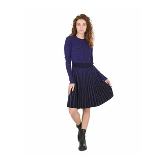 HUGO BOSS Hugo, Knitted Dresses, female, Blue, Size: XS Jules Knit Dress Long Sleeve Fit Flare