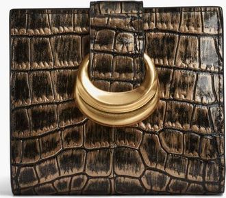 DKNY Valley Stream Metallic Croco Small Wallet in Black/gold at Nordstrom