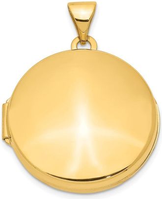Diamond2Deal 14k Yellow Gold 20mm Round Plain Domed Locket Pendant