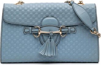 Gucci Pre-owned Cross Body Bags, female, Blue, Size: ONE SIZE Pre-owned Monogram Leather Shoulder Bag