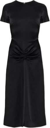 Victoria Beckham Asymmetrische Midi-jurk van Gedrapeerd Satijn - Dames - Casual kleedjes - Zwart - 2XS - Satijn - Kleedjes