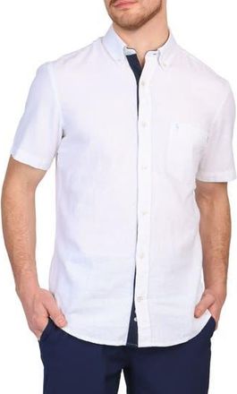 Tailorbyrd Solid Linen Blend Short Sleeve Button-Down Shirt in Dove White at Nordstrom Rack, Size Xx-Large