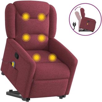vidaXL Sill&oacute;n Reclinable De Masaje Elevable Tela Rojo Tinto Vidaxl