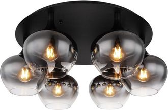 Globo Lighting Plaf&oacute;n - Maxy - Negro - Vidrio Vidrio Ahumado - &Oslash; 65cm